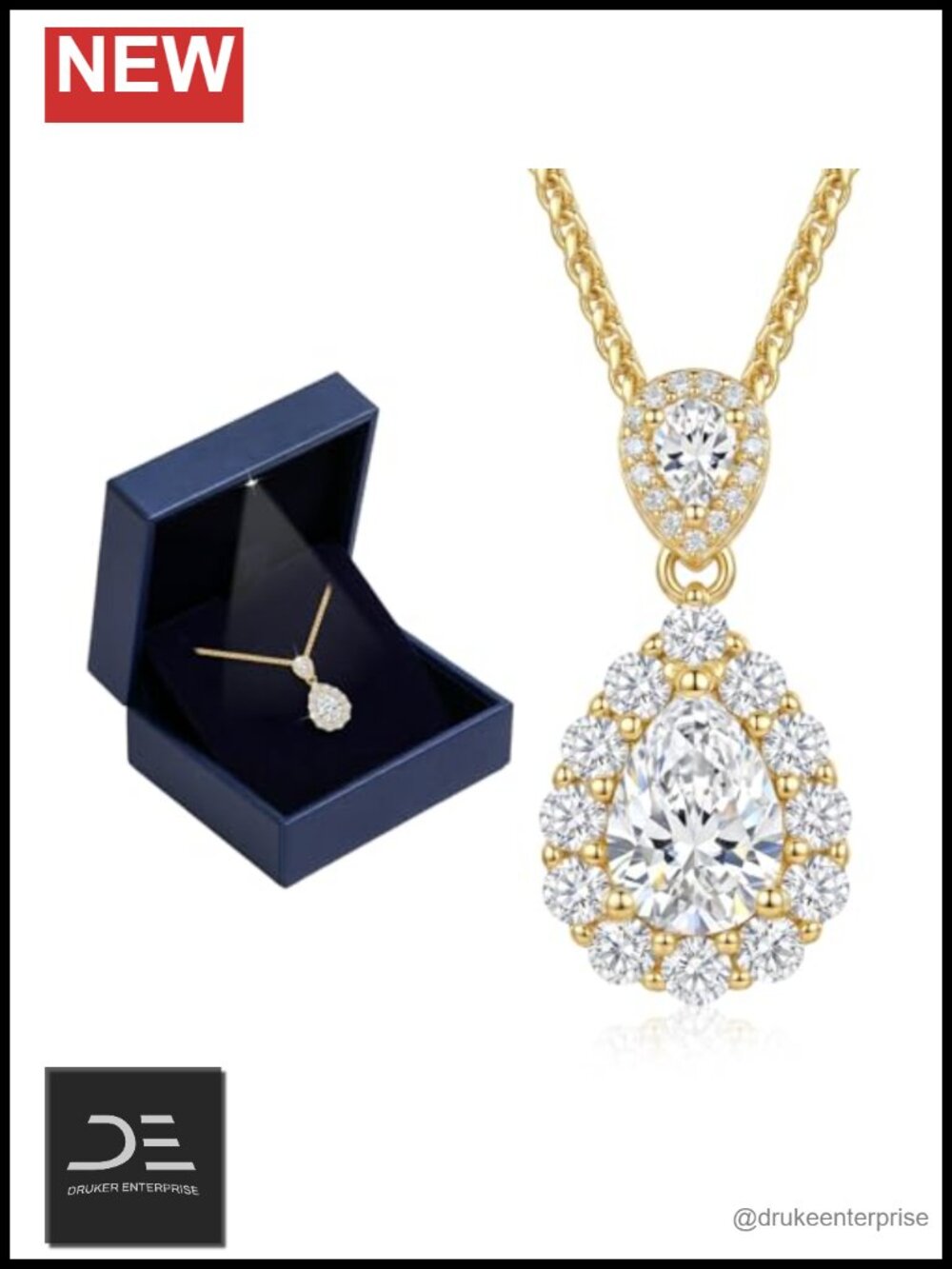 1.5ct Moissanite Pendant Necklace S925 Sterling Silver 18K Gold Plated